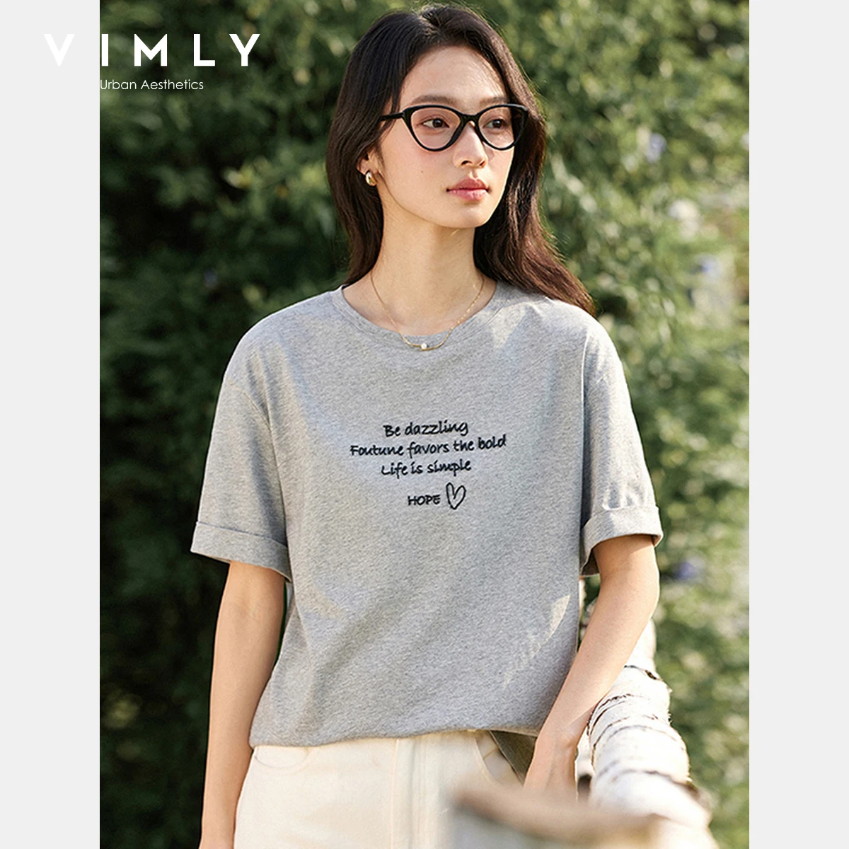 VIMLY Grey Short Sleeve Women's T-shirt 2025 Summer Casual Knitted Letter Embroidery Crew Neck Ladies Tees Woman Clothing A1513
VIMLY Grey Short Sleeve Women's T-shirt 2025 Summer Casual Knitted Letter Embroidery Crew Neck Ladies Tees Woman Clothing A1513