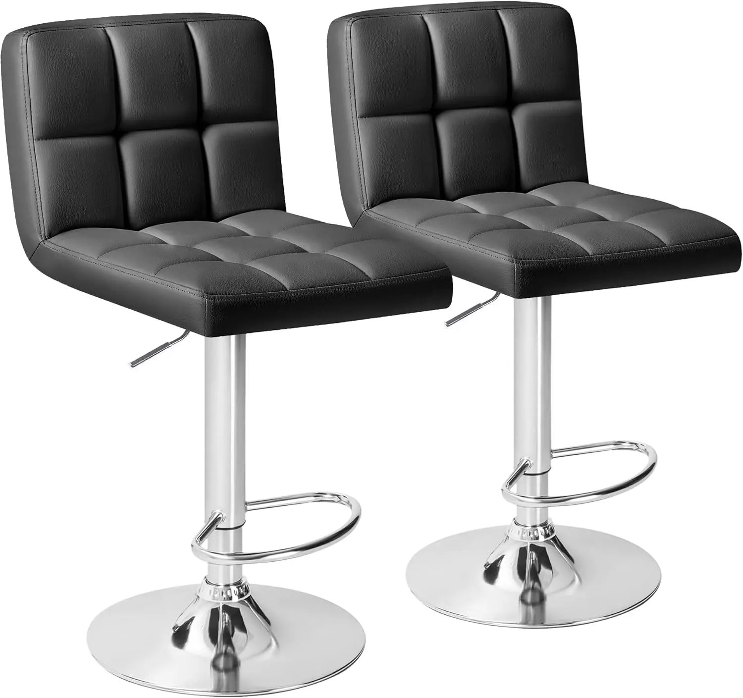 Bar Stools Set of 2, Adjustable Height Armless Barstools Swivel Faux Leather Upholstered Kitchen Counter Stools with Mide Bac
Bar Stools Set of 2, Adjustable Height Armless Barstools Swivel Faux Leather Upholstered Kitchen Counter Stools with Mide Bac