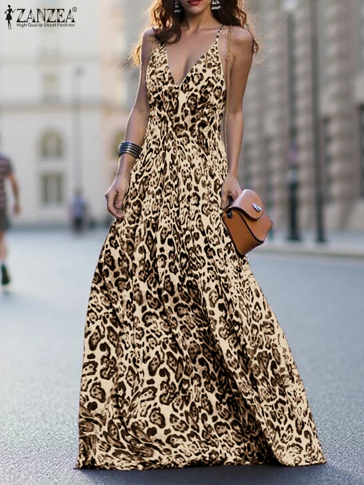 Leopard Print Dress Retro French Elegant Sundress A-line Sleeveless Summer Party Vestidos ZANZEA 2025 Casual V Line Robe Femme 
Leopard Print Dress Retro French Elegant Sundress A-line Sleeveless Summer Party Vestidos ZANZEA 2025 Casual V Line Robe Femme