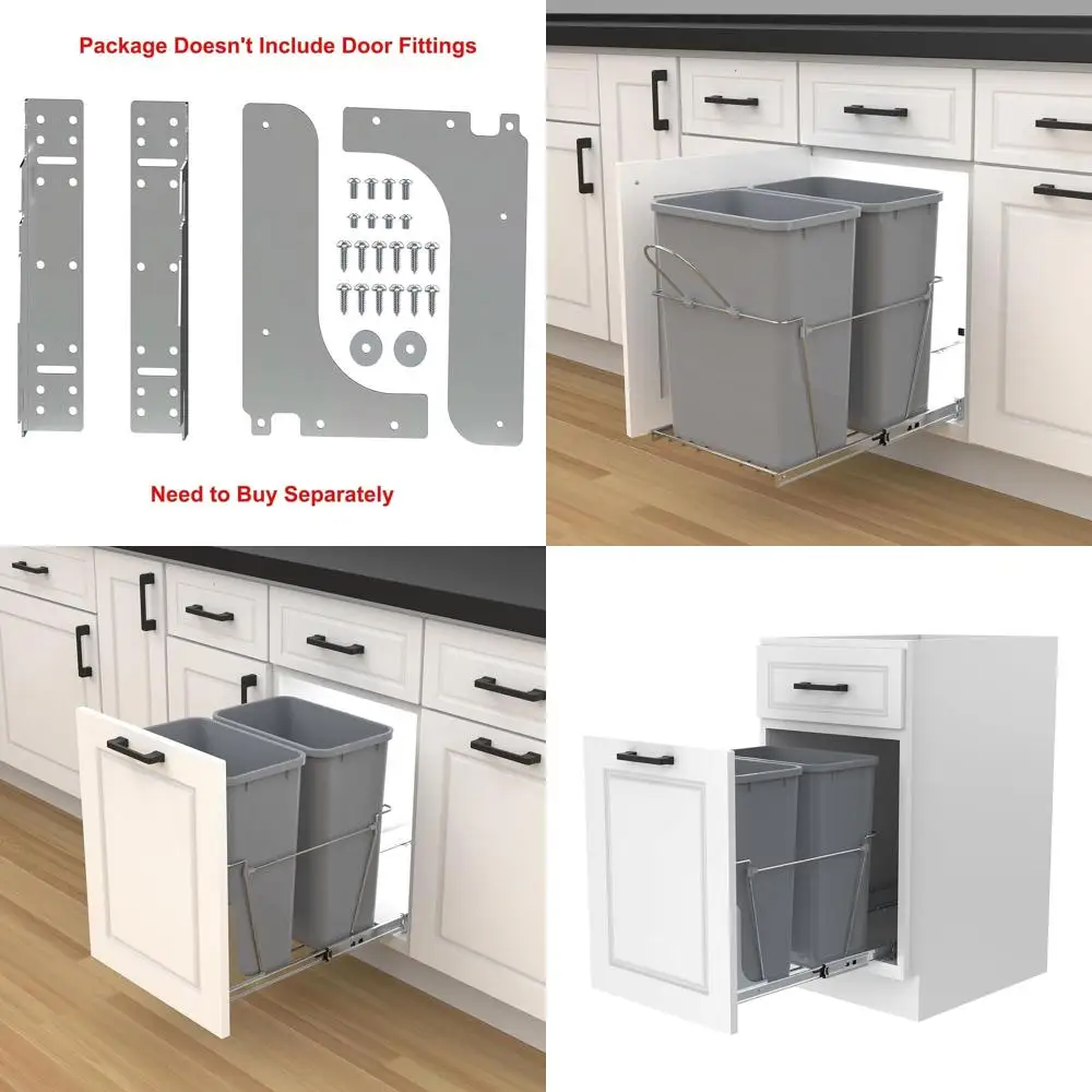 Dual Compartment Kitchen Trash Can with 35QT Bins and Bottom-Mount Recycling Bin
Dual Compartment Kitchen Trash Can with 35QT Bins and Bottom-Mount Recycling Bin