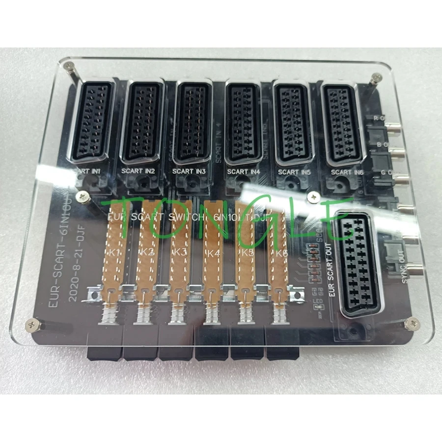 Retro Scart RGB/SVHS/AV Switcher Adapter, Manual 6 In / Automatic 7 Input, 1 Output, Video Distributor, Converter, Acrylic Case