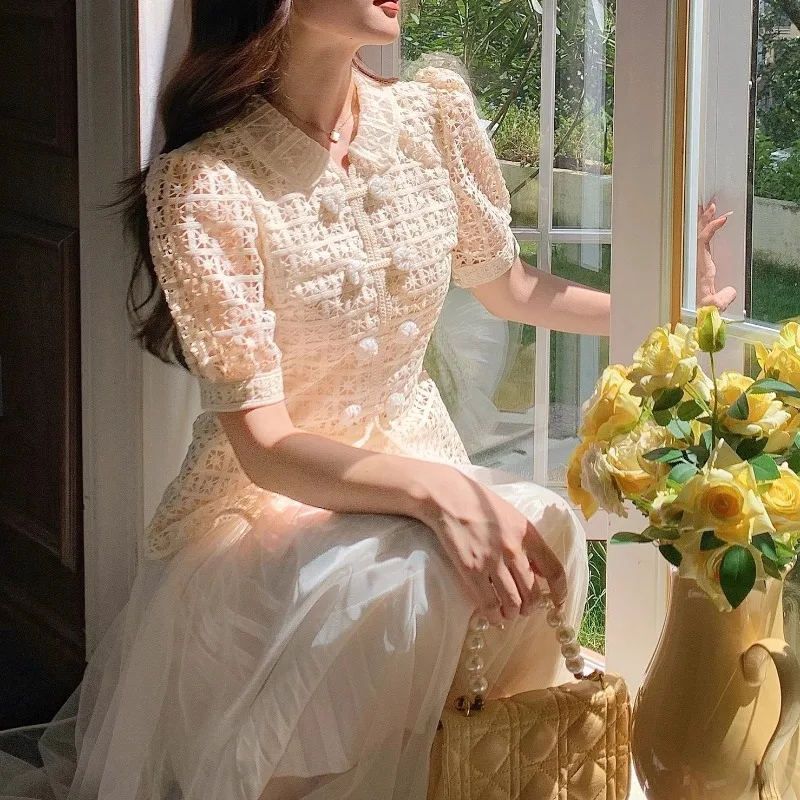 Apricot Lace Tops and Skirts Elegant Streetwear Puff Sleeve Double Breasted Two Piece Sets Women Holiday Party Luxury Skirt Sets
Apricot Lace Tops and Skirts Elegant Streetwear Puff Sleeve Double Breasted Two Piece Sets Women Holiday Party Luxury Skirt Sets
