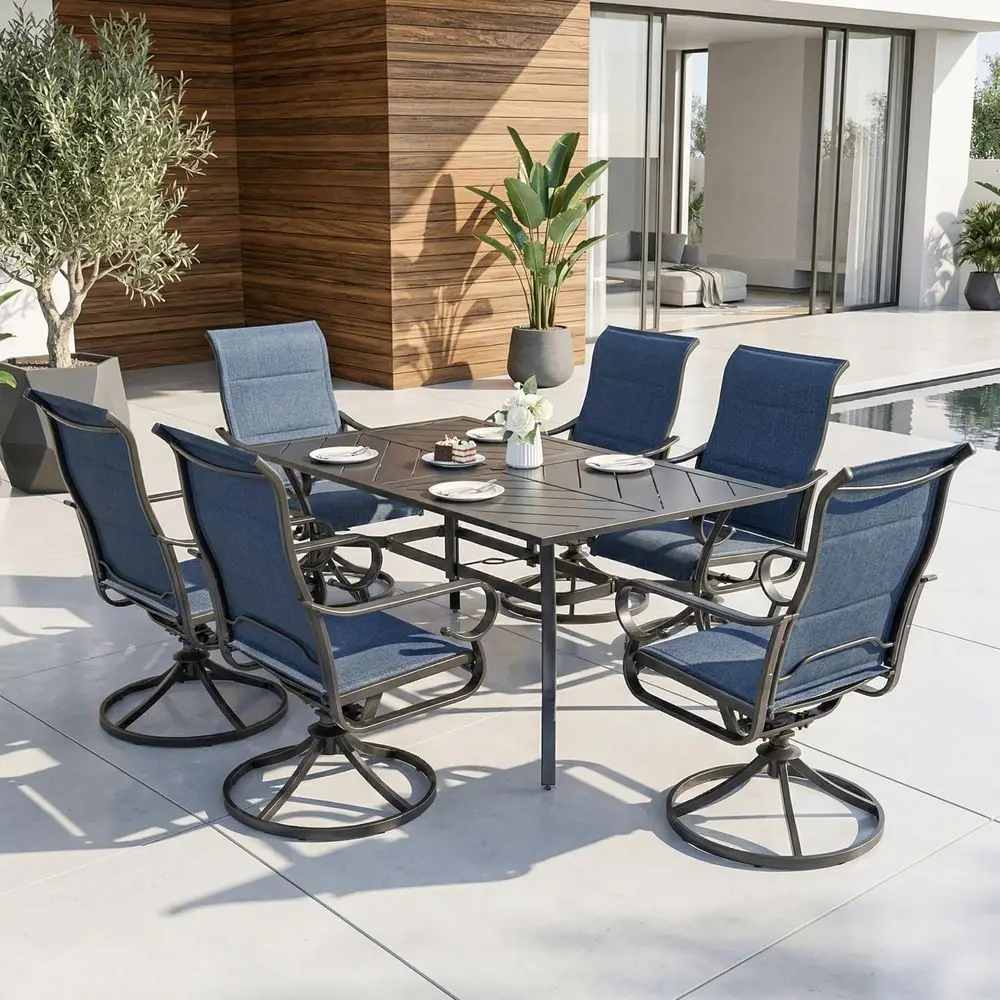 7Piece Outdoor Dining Set, Outdoor Table and Chair Set with Umbrella Hole, Padded Textilene Dining Table Set, All Weather Outdo
7Piece Outdoor Dining Set, Outdoor Table and Chair Set with Umbrella Hole, Padded Textilene Dining Table Set, All Weather Outdo