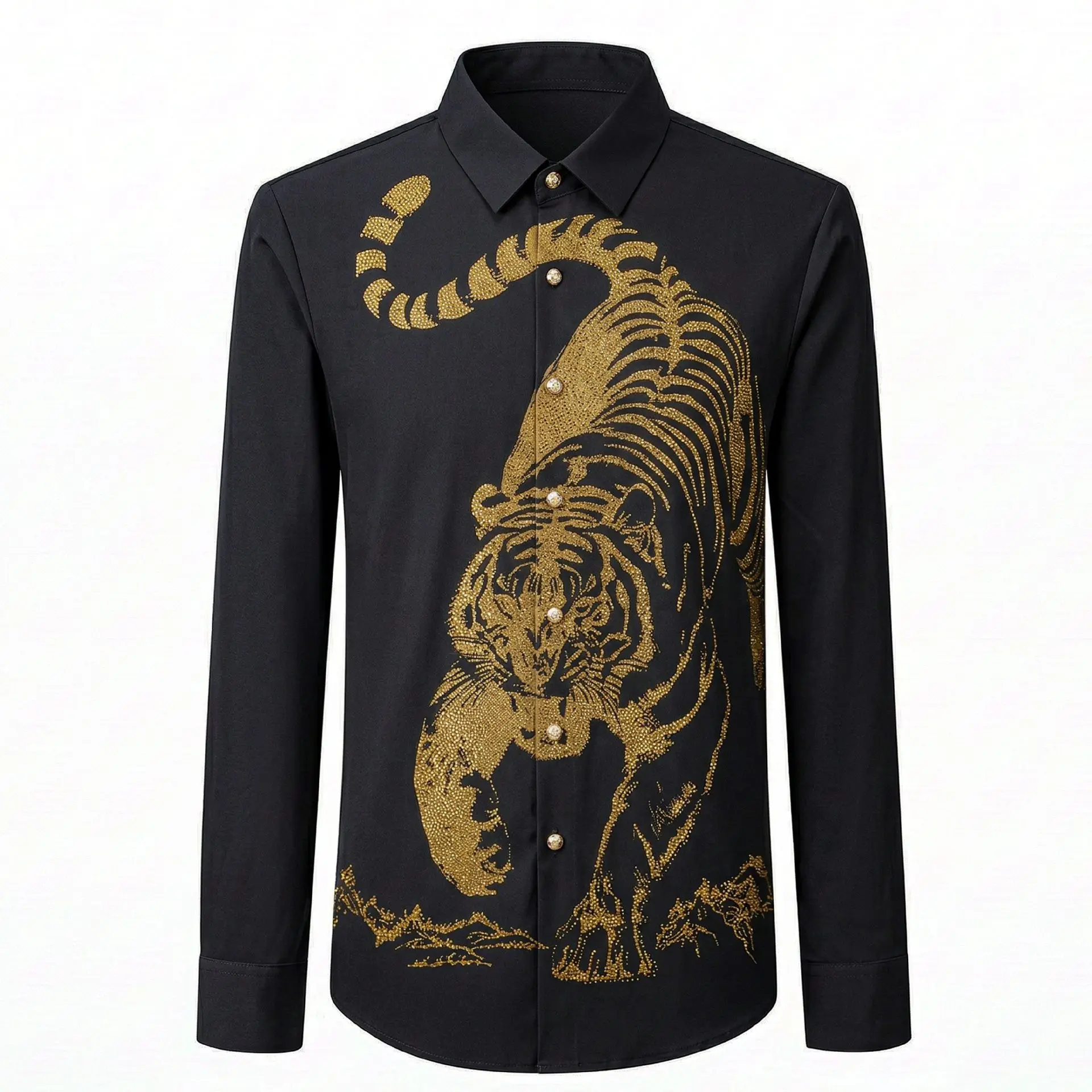 2026 Luxury Tiger Rhinestone Printed Men's Shirt Long Sleeve Casual Social Business Formal Shirts Party Tuxedo Camisa Masculina
2026 Luxury Tiger Rhinestone Printed Men's Shirt Long Sleeve Casual Social Business Formal Shirts Party Tuxedo Camisa Masculina