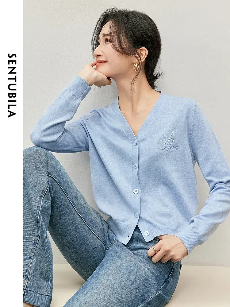 SENTUBILA Women Embroidery Knit Cardigans 2025 Spring Simple Casual V Neck Long Sleeve Wool Comfort Sweater Jacket W43H57223
SENTUBILA Women Embroidery Knit Cardigans 2025 Spring Simple Casual V Neck Long Sleeve Wool Comfort Sweater Jacket W43H57223