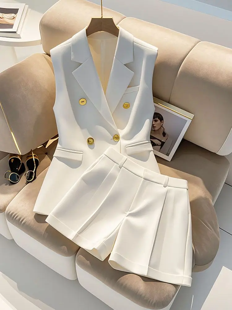 Small Fragrant Professional Suit Elegant Office Lady Set Sleeveless Double Breasted Blazer + Shorts 2 Piece Outfit
Small Fragrant Professional Suit Elegant Office Lady Set Sleeveless Double Breasted Blazer + Shorts 2 Piece Outfit