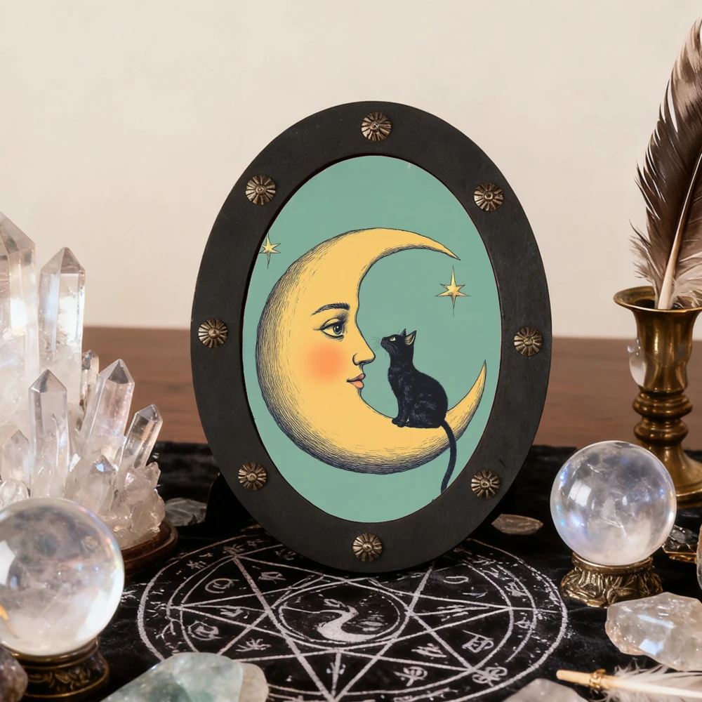 Трансграничная фантазия, лунное лицо, черный кот, овальный декор, украшение для мистического сказочного дизайна, настольного и настенного композиции
Трансграничная фантазия, лунное лицо, черный кот, овальный декор, украшение для мистического сказочного дизайна, настольного и настенного композиции