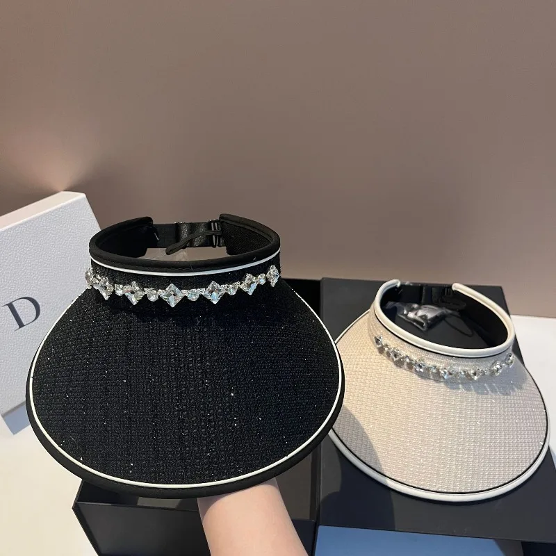 Designer Tweed Sun Visor Women Rhinestone Wide Brim UPF50+ French Chic Summer Hat for Beach Golf Adjustable Free Shipping
Designer Tweed Sun Visor Women Rhinestone Wide Brim UPF50+ French Chic Summer Hat for Beach Golf Adjustable Free Shipping