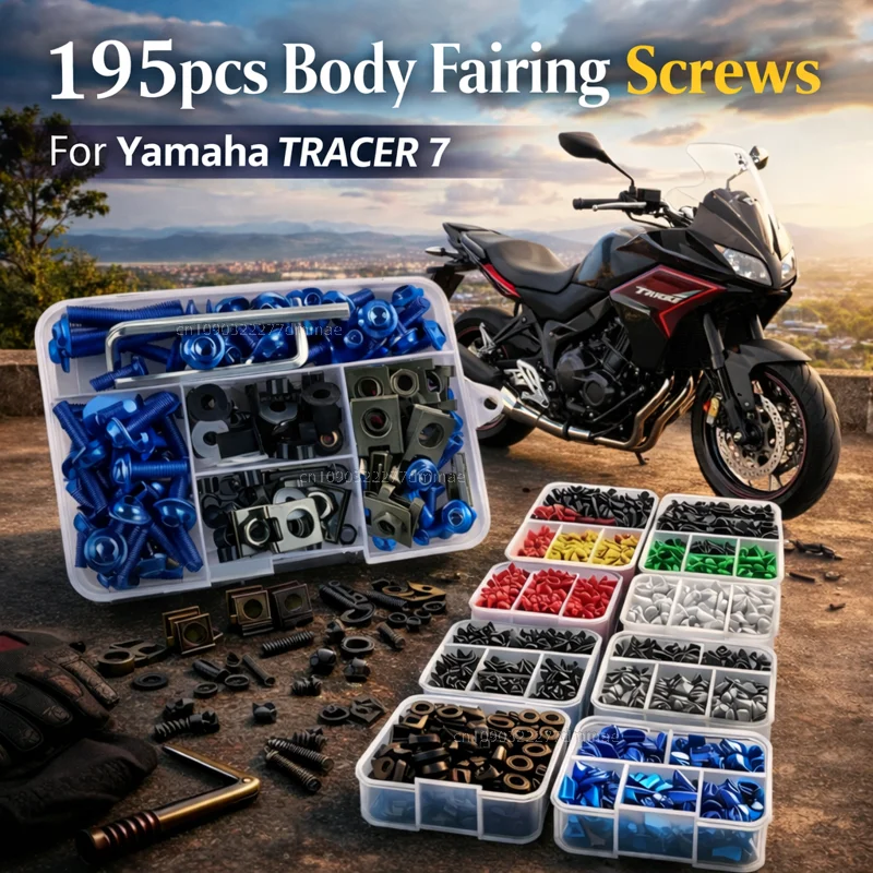 195pcs Motorcycle Fairing Bolts Body Screws Nuts For Yamaha TRACER 7 /GT 2021 2022 2023 2024 tracer7 gt Kit Aluminum CNC Clips
195pcs Motorcycle Fairing Bolts Body Screws Nuts For Yamaha TRACER 7 /GT 2021 2022 2023 2024 tracer7 gt Kit Aluminum CNC Clips