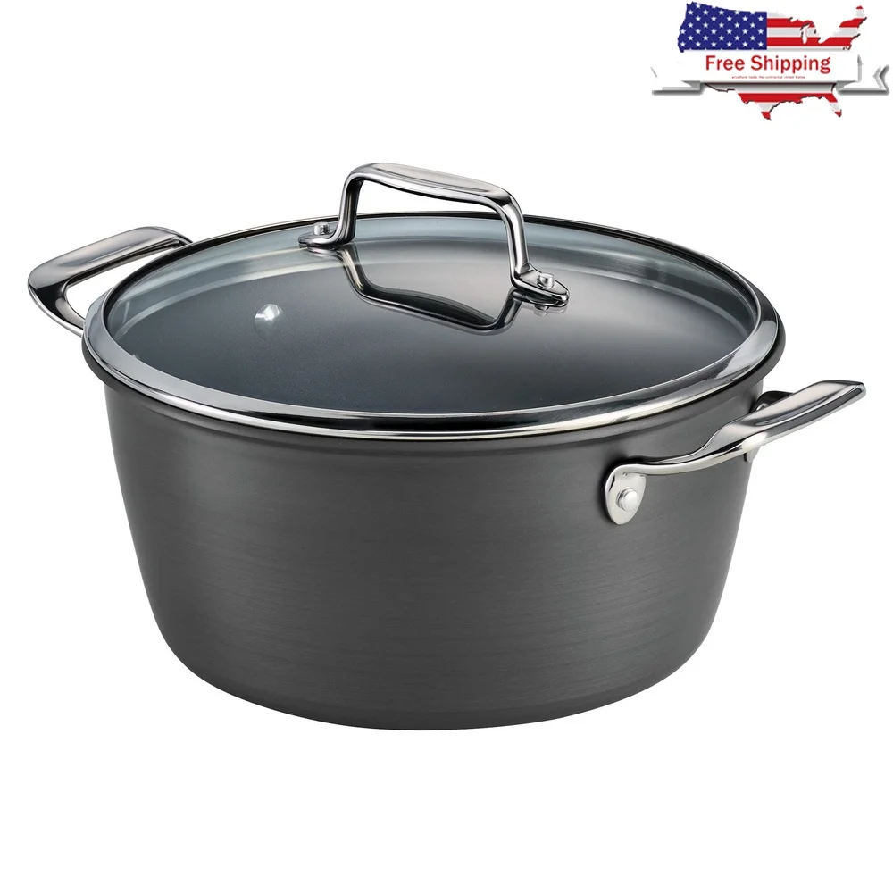 Gourmet 5 Quart Hard Anodized Nonstick Dutch Oven with Tempered Glass Lid Induction Safe Oven Safe Cooking Pot Stews Chilis
Gourmet 5 Quart Hard Anodized Nonstick Dutch Oven with Tempered Glass Lid Induction Safe Oven Safe Cooking Pot Stews Chilis