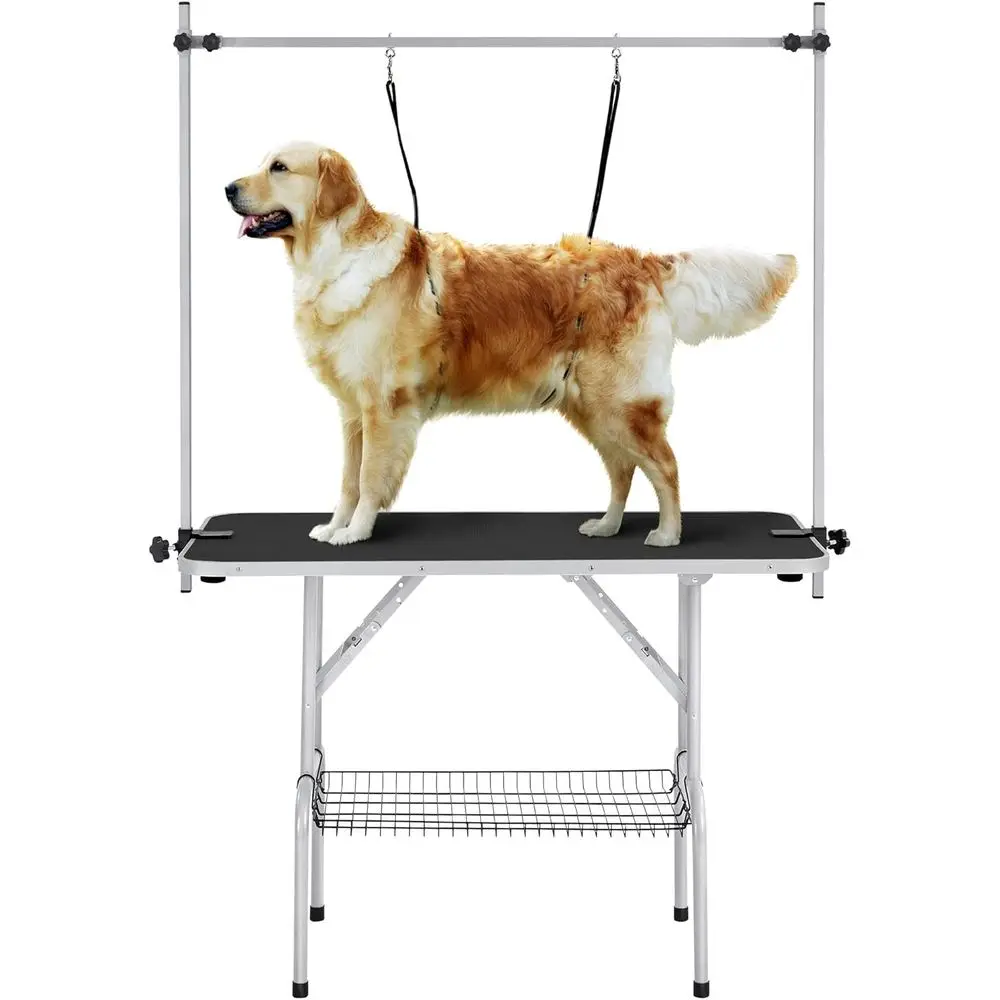 Adjustable Height Large Dog Grooming Table with Arm, Noose, and Mesh Tray, Black
Adjustable Height Large Dog Grooming Table with Arm, Noose, and Mesh Tray, Black