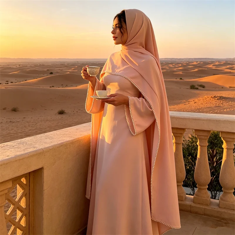 2PCS Elegant Evening Shawl Cape Long Dress Women Pearl Robe Female Fashion Muslim Dresses Dubai Cloak Abaya Turkey Kaftan Gown
2PCS Elegant Evening Shawl Cape Long Dress Women Pearl Robe Female Fashion Muslim Dresses Dubai Cloak Abaya Turkey Kaftan Gown