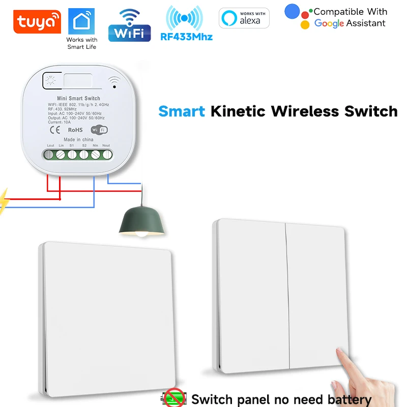 Self-powered Wireless Switch Kinetic No Need Battery RF433 Push Button Tuya WiFi Smart Home Switches Voice Control Alexa
Self-powered Wireless Switch Kinetic No Need Battery RF433 Push Button Tuya WiFi Smart Home Switches Voice Control Alexa