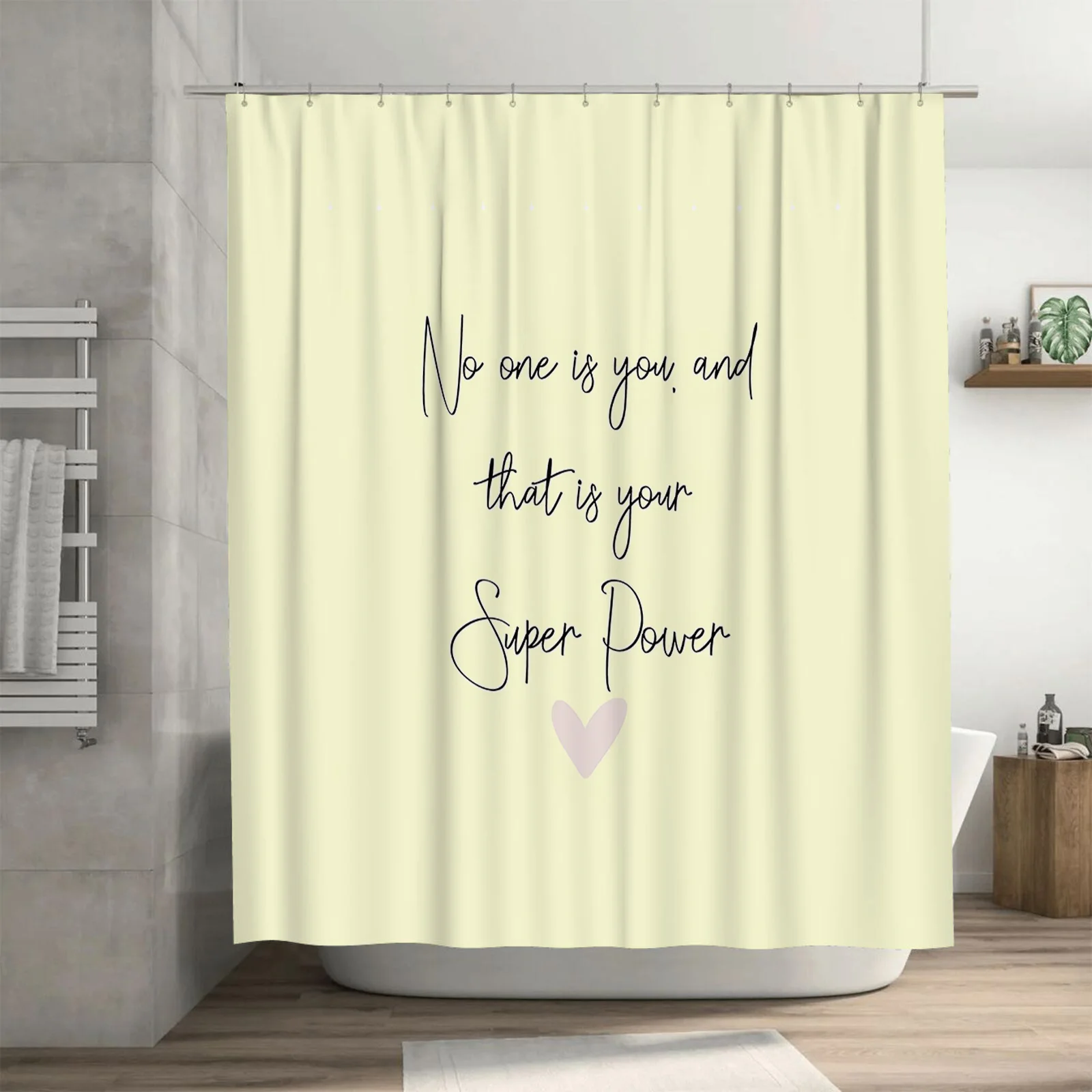 Уникальная занавеска для душа с мотивационной цитатой No One Is You и That Your Super Power Водонепроницаемые прочные нержавеющие крючки
Уникальная занавеска для душа с мотивационной цитатой No One Is You и That Your Super Power Водонепроницаемые прочные нержавеющие крючки 