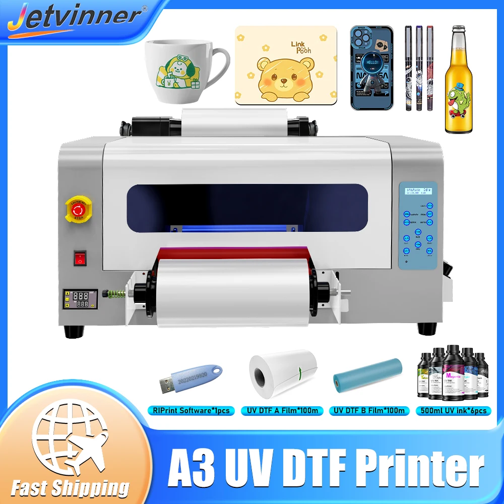 Принтер A3 UV DTF для Epson XP600 UV DTF, принтер для печати наклеек, ламинирование 2 в 1, УФ-печатная машина DTF для деревянных бутылок 
Принтер A3 UV DTF для Epson XP600 UV DTF, принтер для печати наклеек, ламинирование 2 в 1, УФ-печатная машина DTF для деревянных бутылок