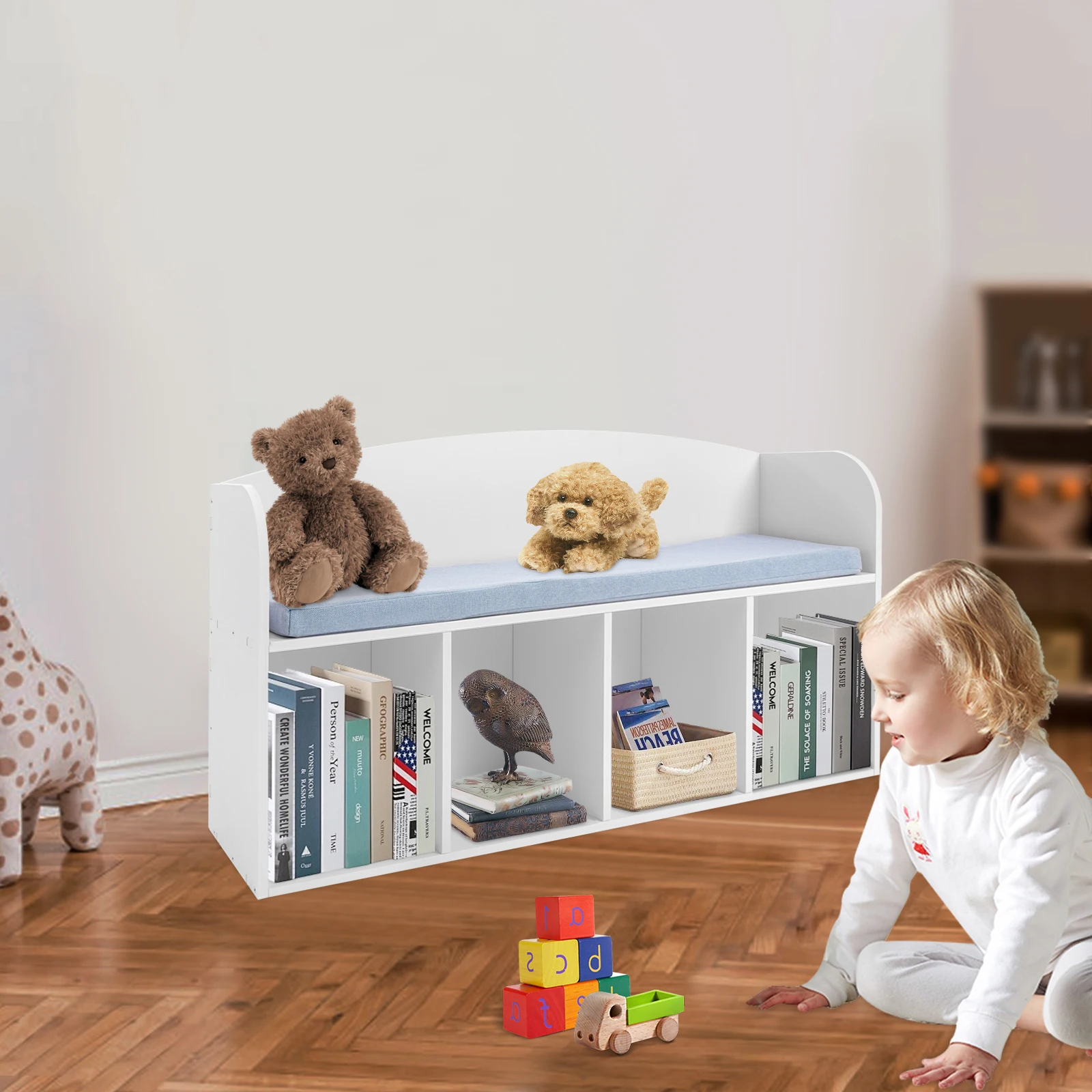 Kids Bookshelf with Reading Nook - Soft Cushioned Corner Bench, 5-Tier Book Display & Storage Organizer, Space-Saving Bookcase
Kids Bookshelf with Reading Nook - Soft Cushioned Corner Bench, 5-Tier Book Display & Storage Organizer, Space-Saving Bookcase