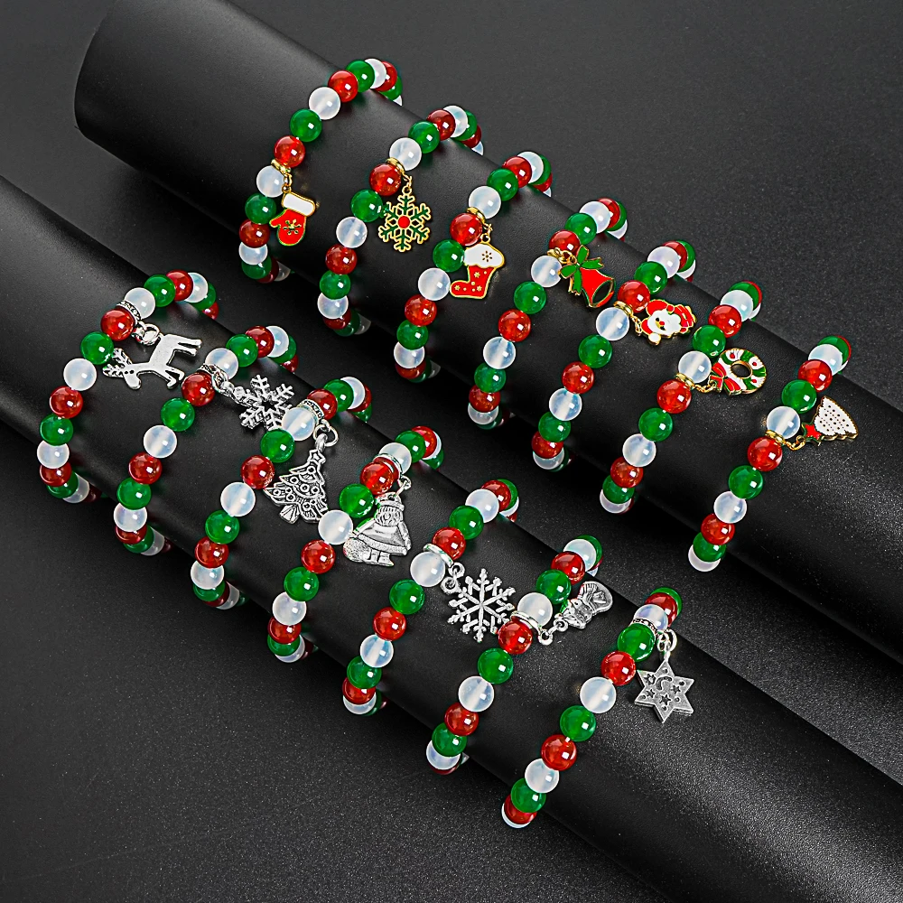 Natural 8mm Christmas Agate Bracelets Antler Snowman Tree Beaded Stretch Bracelet For Women Girls Thanksgiving Holiday Gifts
Natural 8mm Christmas Agate Bracelets Antler Snowman Tree Beaded Stretch Bracelet For Women Girls Thanksgiving Holiday Gifts