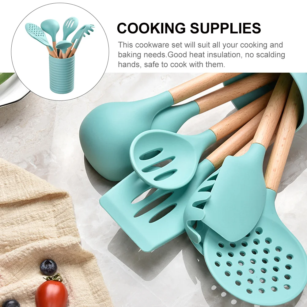7 pcs Silicone Kitchenware Set Eco Friendly Wood H Cooking Supplies Heat Resistant Bake Safe Household Utensils
7 pcs Silicone Kitchenware Set Eco Friendly Wood H Cooking Supplies Heat Resistant Bake Safe Household Utensils