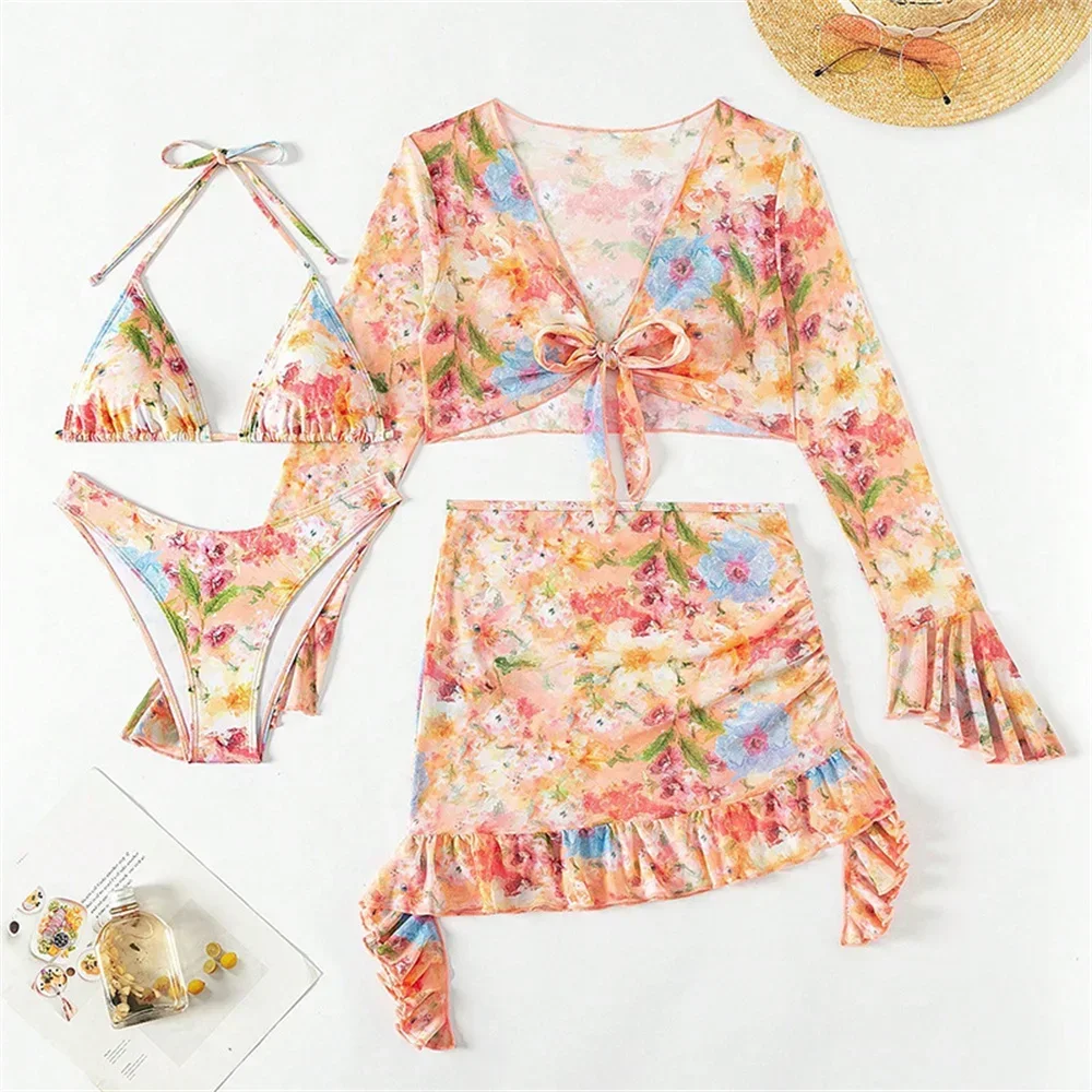 Floral Print Bikinis Sets Ruffles Long Sleeve Beach Outfits Y2K Cute Push Up Swimsuit Bath Suit Women Swimwear Biquinis Feminino
Floral Print Bikinis Sets Ruffles Long Sleeve Beach Outfits Y2K Cute Push Up Swimsuit Bath Suit Women Swimwear Biquinis Feminino