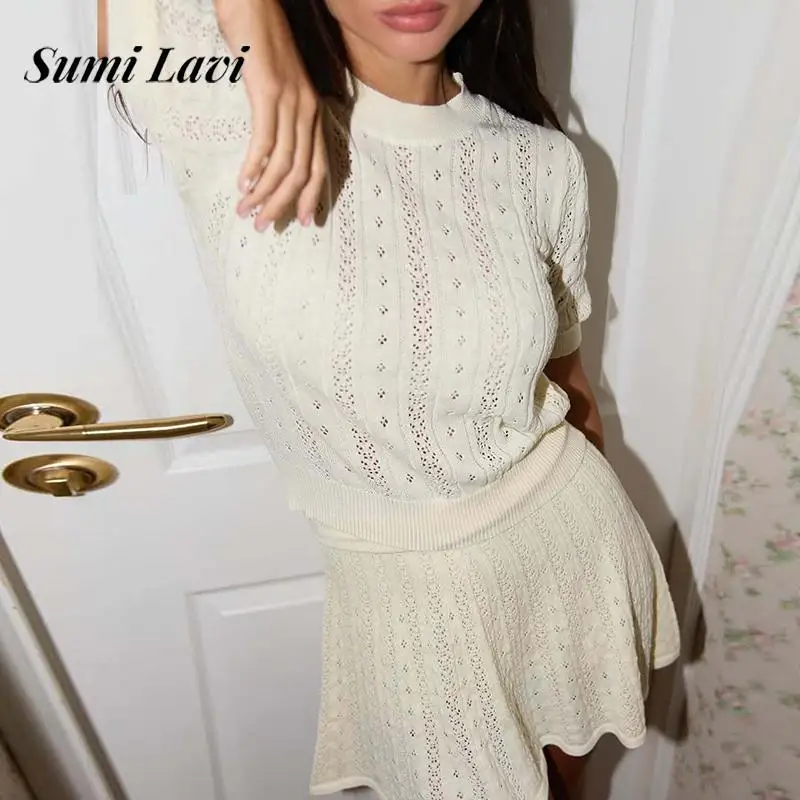 2025 Fashion Hollow Solid 2Pc Sets Elegant O-neck Pullover Top & Mini Skirt Suit Women Casual Short Sleeve Thin Knitwear Outfits
2025 Fashion Hollow Solid 2Pc Sets Elegant O-neck Pullover Top & Mini Skirt Suit Women Casual Short Sleeve Thin Knitwear Outfits
