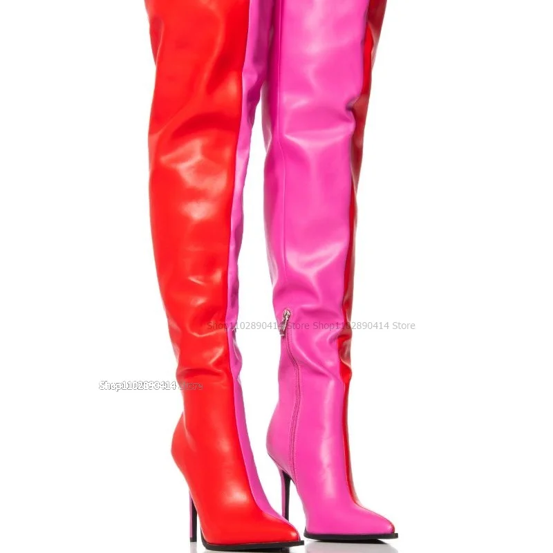 Mixed Color Pointed Toe Boots Thigh High Side Zipper Women Shoes Stilettos High Heel Novel Fashion Sexy 2023 Zapatos Para Mujere
Mixed Color Pointed Toe Boots Thigh High Side Zipper Women Shoes Stilettos High Heel Novel Fashion Sexy 2023 Zapatos Para Mujere