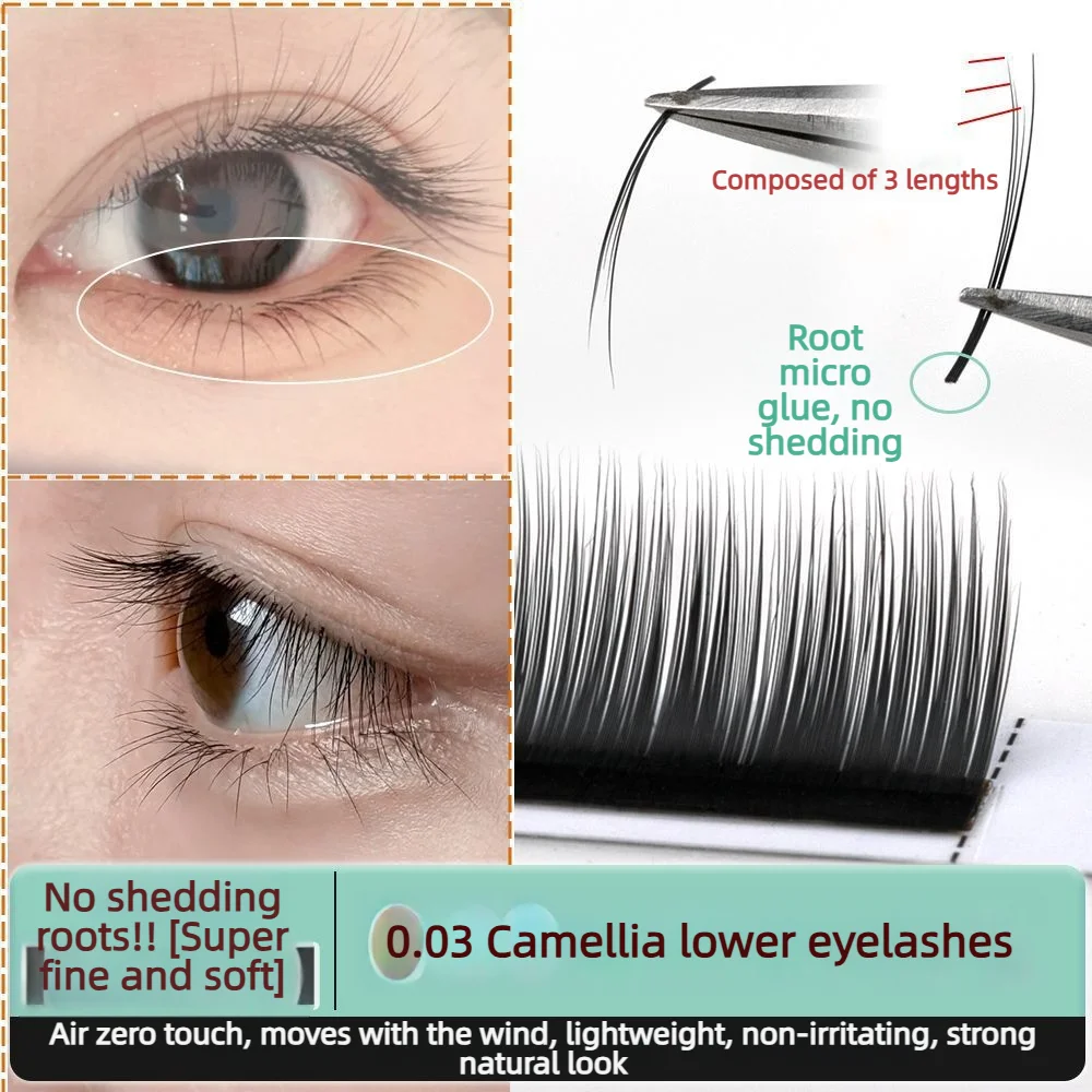0.03 Camellia Lower Lashes Eyelash Extensions - Super Soft Natural Fluffy Clear Look, No Clumping No Spreading, Easy Fan
0.03 Camellia Lower Lashes Eyelash Extensions - Super Soft Natural Fluffy Clear Look, No Clumping No Spreading, Easy Fan