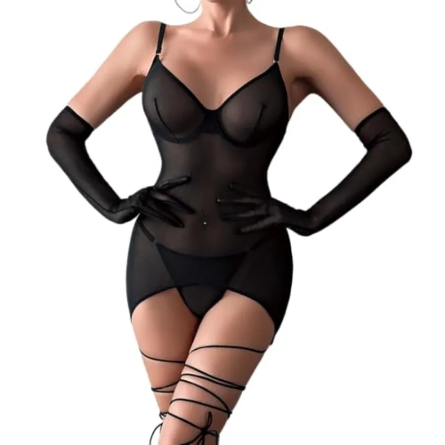 Women Lingerie Set Sheer Mesh Sexy Teddy Babydoll Gloves Underwire Chemise Sleepwear Nightwear Nightgown Nightdress
Women Lingerie Set Sheer Mesh Sexy Teddy Babydoll Gloves Underwire Chemise Sleepwear Nightwear Nightgown Nightdress