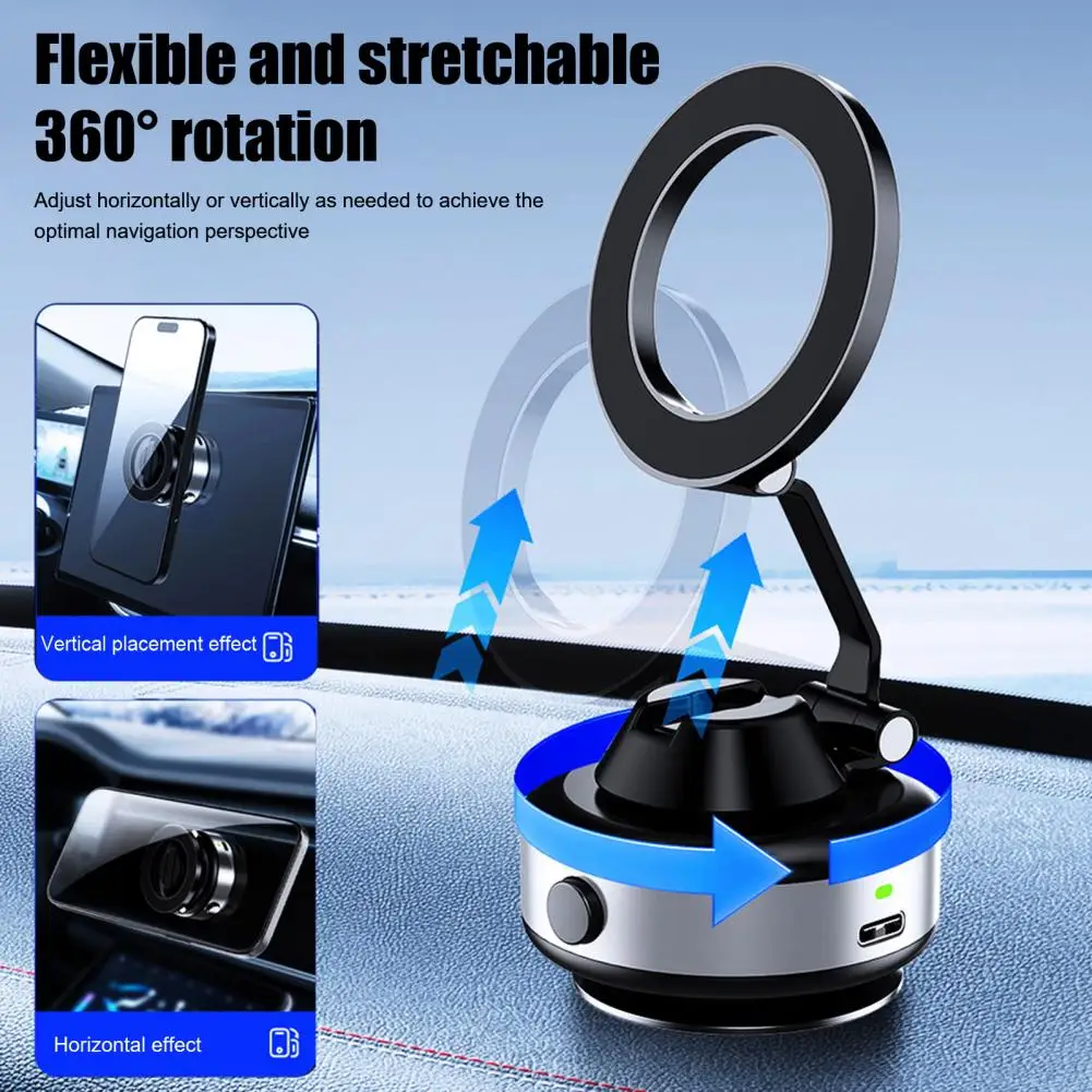 Flexible Phone Holder Vacuum Suction Car Phone Holder with 360° Rotation Foldable Magnetic Mount for Dashboard Desk Glass
Flexible Phone Holder Vacuum Suction Car Phone Holder with 360° Rotation Foldable Magnetic Mount for Dashboard Desk Glass
