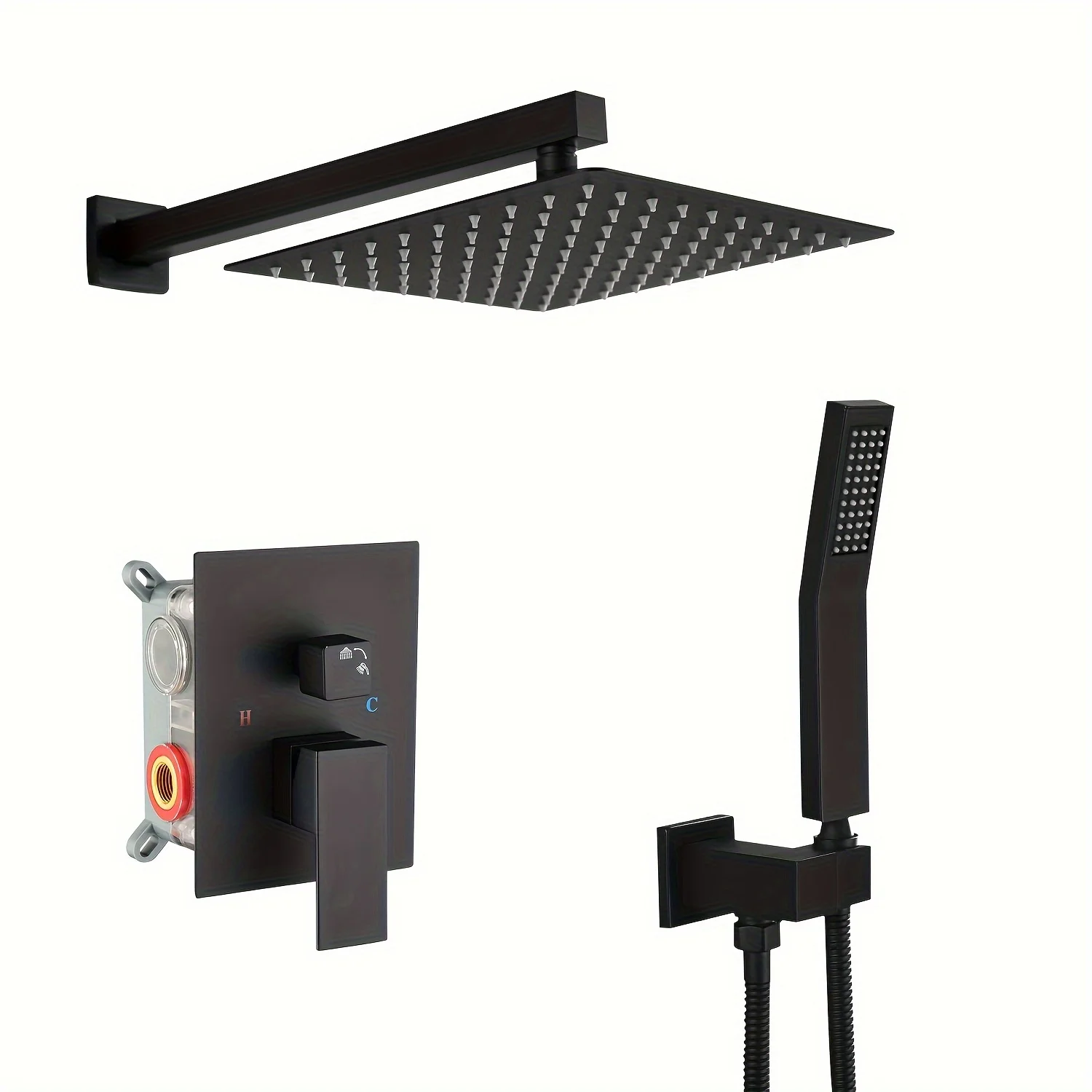 1pc Shower Faucet Set, Matte Black System, Faucet With Rain Shower Head And Handheld Head,
1pc Shower Faucet Set, Matte Black System, Faucet With Rain Shower Head And Handheld Head,