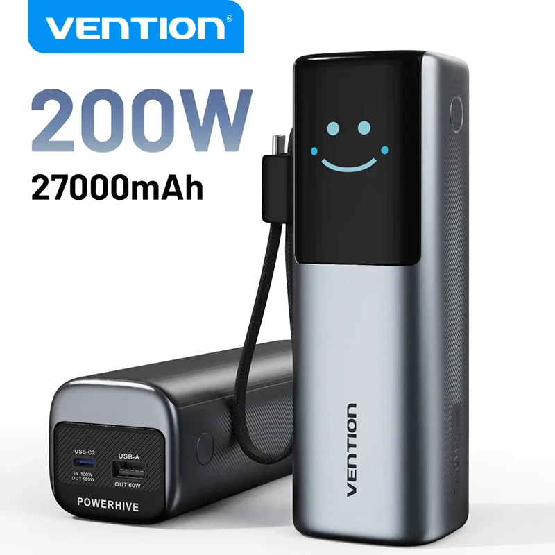Портативный внешний аккумулятор Vention 200W, 27000 мАч, PD 3.1, 140W макс., для ноутбуков, быстрая зарядка PD для iPhone 17, 16, Samsung S25, S24
Портативный внешний аккумулятор Vention 200W, 27000 мАч, PD 3.1, 140W макс., для ноутбуков, быстрая зарядка PD для iPhone 17, 16, Samsung S25, S24