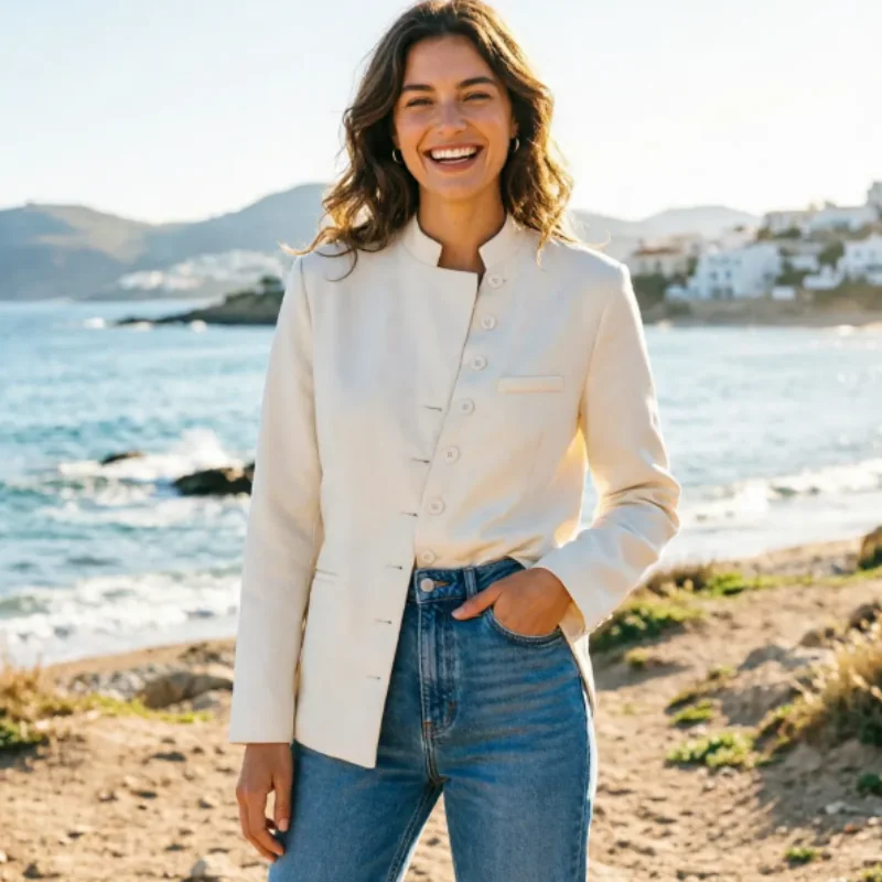 Women's Jacket 2026 New Fashion White High-End French Style Long Sleeve Single-Breasted Angled Button Design Women's Blazer
Women's Jacket 2026 New Fashion White High-End French Style Long Sleeve Single-Breasted Angled Button Design Women's Blazer