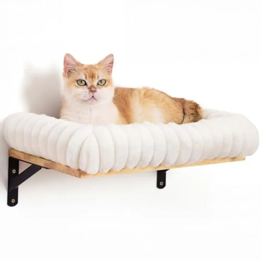 Cat Wall Shelves, Cat Walls Furniture with Soft Bed, Solid Rubber Wood Floating Shelf, Kitten Window Perch for Sleeping, Playin
Cat Wall Shelves, Cat Walls Furniture with Soft Bed, Solid Rubber Wood Floating Shelf, Kitten Window Perch for Sleeping, Playin