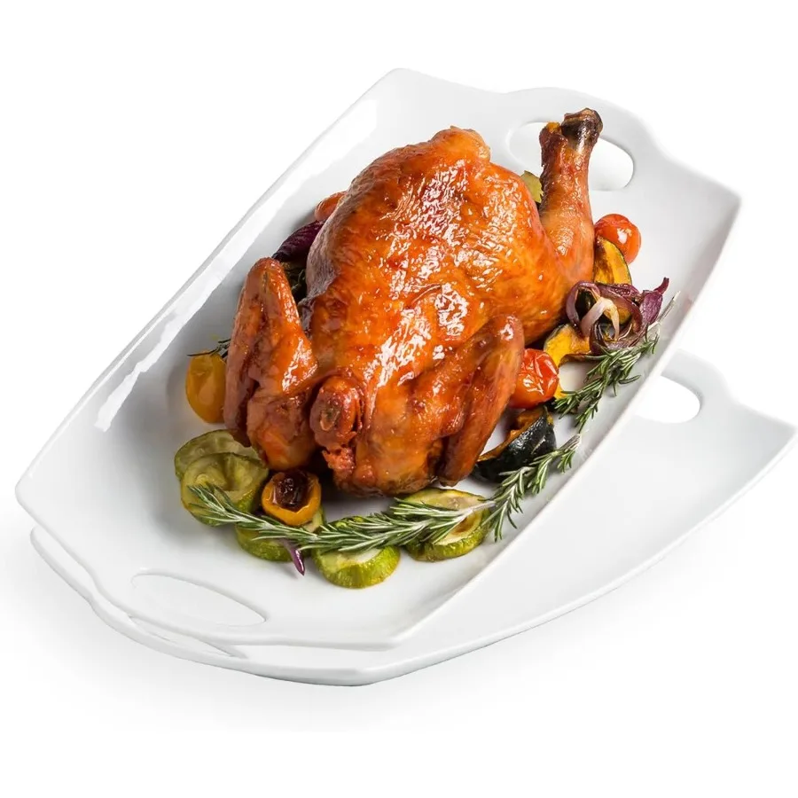 Large 16inch Porcelain Serving Trays with Handles for Thanksgiving and Christmas Meals Ideal for Displaying Turkey Meat and Fru
Large 16inch Porcelain Serving Trays with Handles for Thanksgiving and Christmas Meals Ideal for Displaying Turkey Meat and Fru