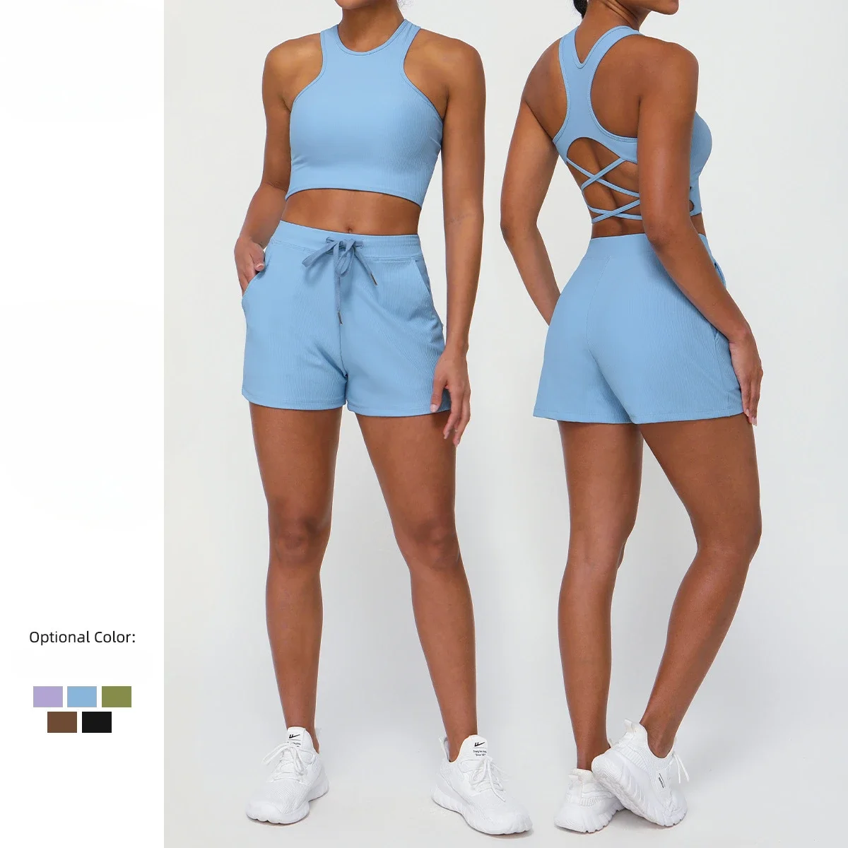 Seamless Yoga Sets Sports Fitness High Waist Drawstring Shorts Backless Shockproof Bra Suits Workout Gym Shorts Sets for Women
Seamless Yoga Sets Sports Fitness High Waist Drawstring Shorts Backless Shockproof Bra Suits Workout Gym Shorts Sets for Women