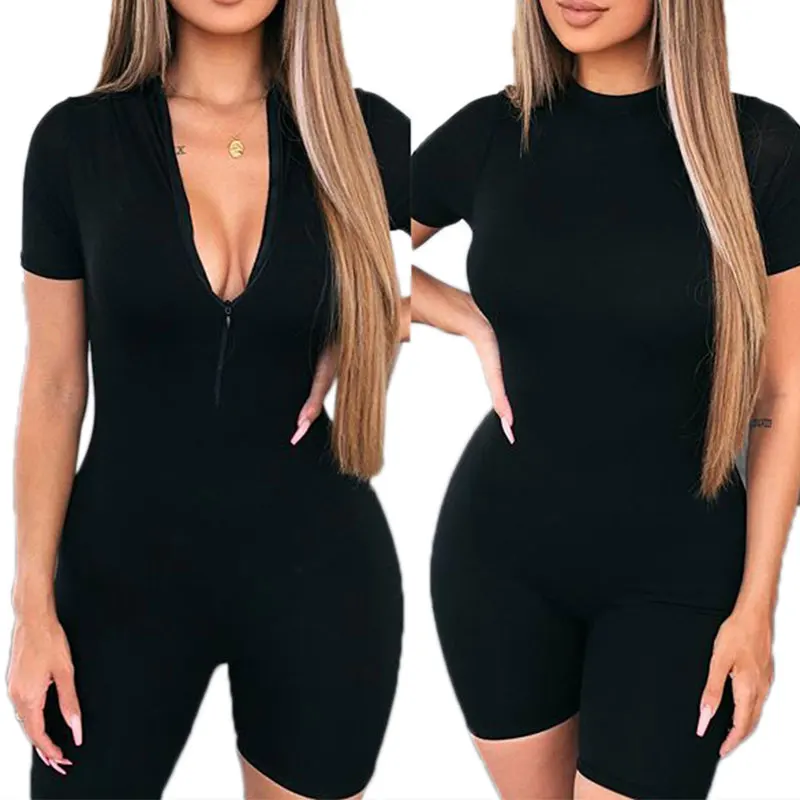 Women s Summer Solid Color Jumpsuit Sexy Short Sleeve Front Zipper Deep V-Neck Bodysuit
Women s Summer Solid Color Jumpsuit Sexy Short Sleeve Front Zipper Deep V-Neck Bodysuit