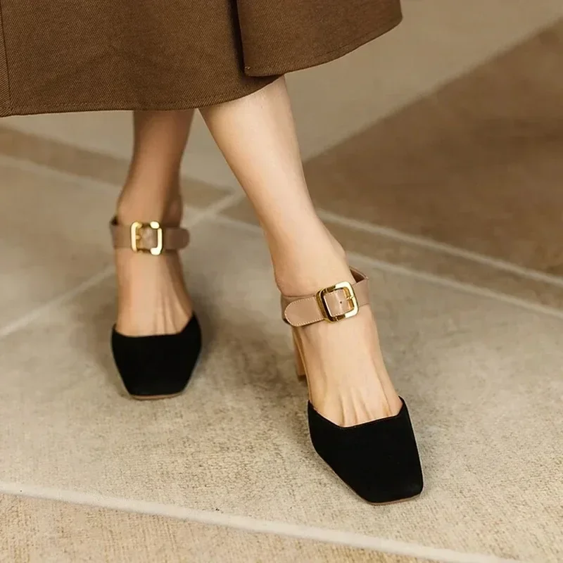Sheep Suede Leather Shoes Women Summer/Spring Sandals Square Toe High Heels Cover Heel Retro
Sheep Suede Leather Shoes Women Summer/Spring Sandals Square Toe High Heels Cover Heel Retro