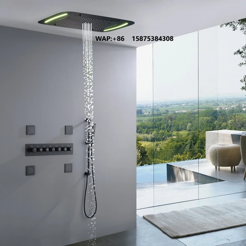 Matte Black 710*430mm LED Shower Head Thermostatic Control Embed Ceiling Rainfall Waterfall Shower Faucet Set
Matte Black 710*430mm LED Shower Head Thermostatic Control Embed Ceiling Rainfall Waterfall Shower Faucet Set