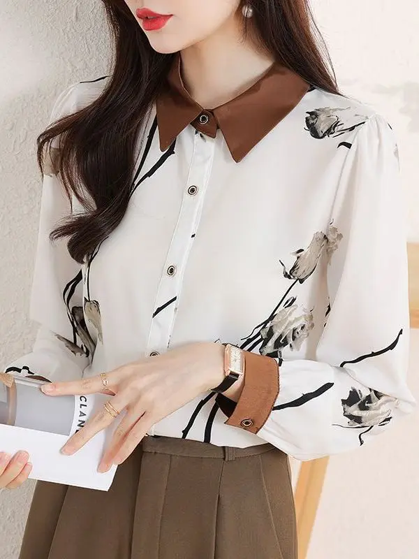 Retro Floral Print Chiffon Shirt Women's Long Sleeve Fashionable Autumn Top Elegant Unique Design Versatile Casual Shirt
Retro Floral Print Chiffon Shirt Women's Long Sleeve Fashionable Autumn Top Elegant Unique Design Versatile Casual Shirt
