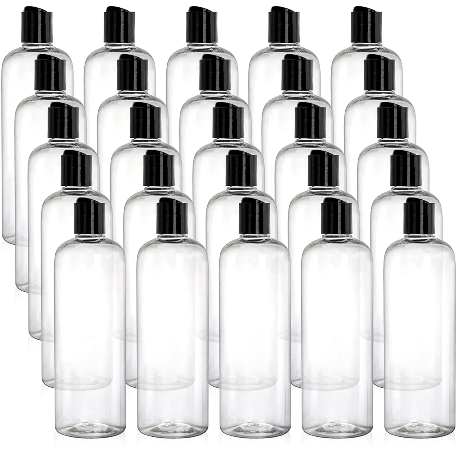 20 Pack 16oz Clear Plastic Empty Bottles with Disc Top Flip Caps, Refillable Shampoo Bottles, Squeezable Travel Containers
20 Pack 16oz Clear Plastic Empty Bottles with Disc Top Flip Caps, Refillable Shampoo Bottles, Squeezable Travel Containers