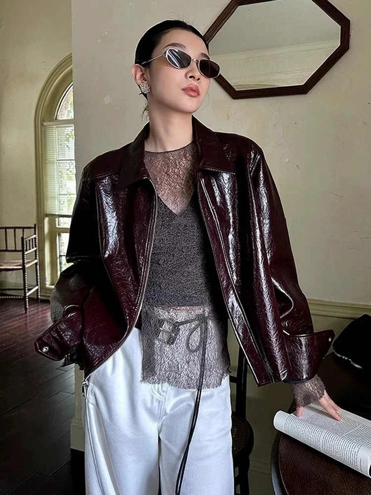 Elegant Short Leather Jacket Women's Fashion Versatile Slimming Turn-down Collar Trendy Top Coat for Business Casual Wear
Elegant Short Leather Jacket Women's Fashion Versatile Slimming Turn-down Collar Trendy Top Coat for Business Casual Wear