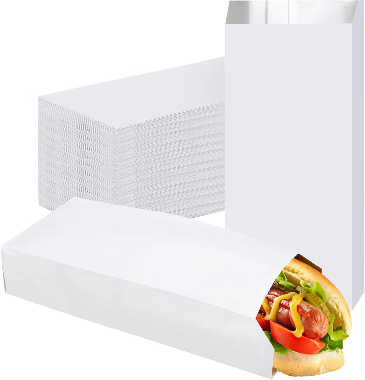 Aluminum Foil Hot Dog Bags 200 Pack, 3.5x9.5x1.6 Inch Grease Resistant Pouches for Fast Food Bakery Cookies Snack
Aluminum Foil Hot Dog Bags 200 Pack, 3.5x9.5x1.6 Inch Grease Resistant Pouches for Fast Food Bakery Cookies Snack