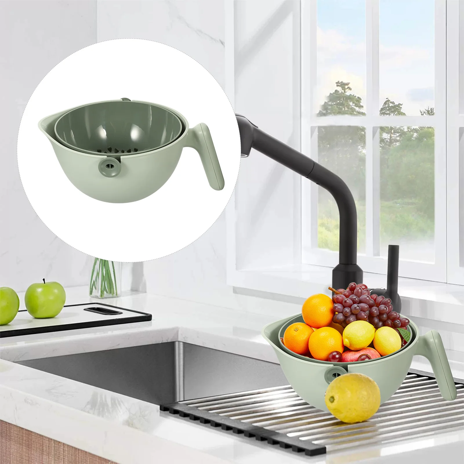 Fruit Washer Vegetable Dishwashing Pot Draining Basket Green PP Strainer Bowl Kitchen Colander Fruit Vegetable Rice Washing
Fruit Washer Vegetable Dishwashing Pot Draining Basket Green PP Strainer Bowl Kitchen Colander Fruit Vegetable Rice Washing