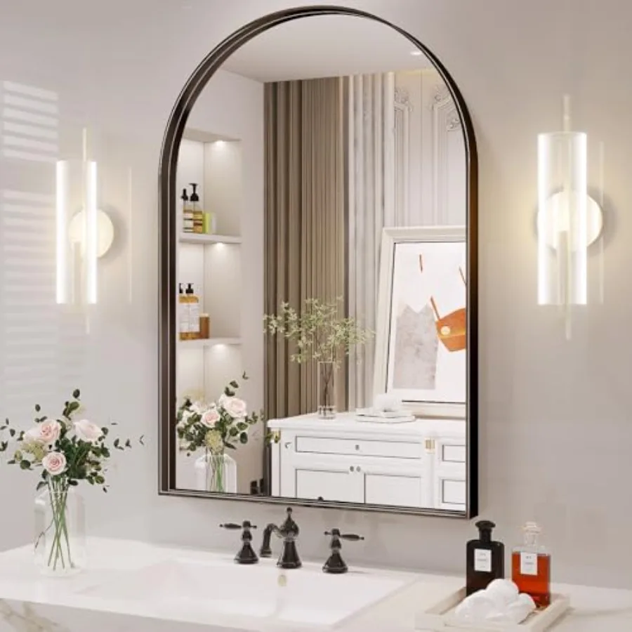 Arch Mirror for Wall 24 x 36 Inch Black Arch Mirror for Bathroom Arched Wall Mirror Aluminum Alloy Frame Black Bathroom Vanity
Arch Mirror for Wall 24 x 36 Inch Black Arch Mirror for Bathroom Arched Wall Mirror Aluminum Alloy Frame Black Bathroom Vanity