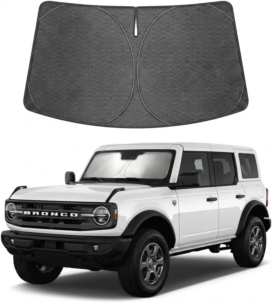Custom Fit Windshield Sun Shade for Ford Bronco 2021-2026 - UV & Heat Blocker, Foldable Visor Keeps Car Cooler
Custom Fit Windshield Sun Shade for Ford Bronco 2021-2026 - UV & Heat Blocker, Foldable Visor Keeps Car Cooler