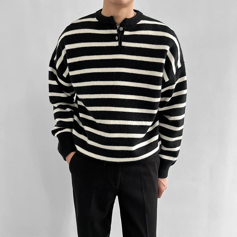 New Round Neck Sweaters Men Loose Knitted Pullover Streetwear Mens Oversized Striped Fashion Casual Sweater Men Pullovers S80
New Round Neck Sweaters Men Loose Knitted Pullover Streetwear Mens Oversized Striped Fashion Casual Sweater Men Pullovers S80