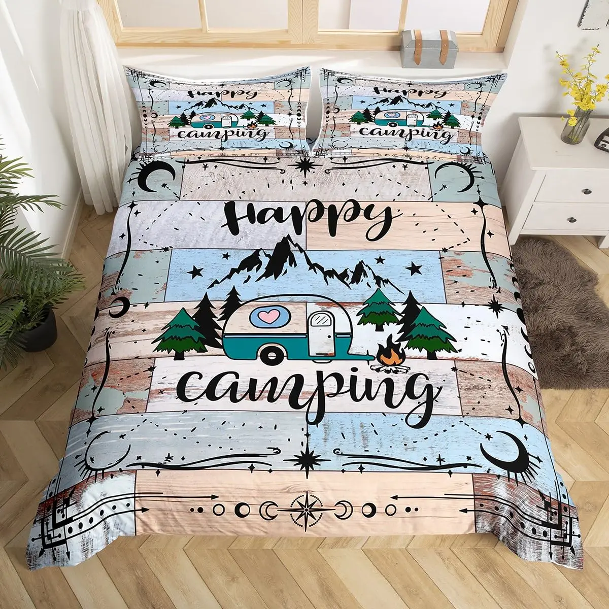 Camping Duvet Cover Lodge Cabin Camp Travel Car Bedding Set,Happy Glamping Trailer Comforter Cover Queen,Vintage Farmhouse Decor
Camping Duvet Cover Lodge Cabin Camp Travel Car Bedding Set,Happy Glamping Trailer Comforter Cover Queen,Vintage Farmhouse Decor