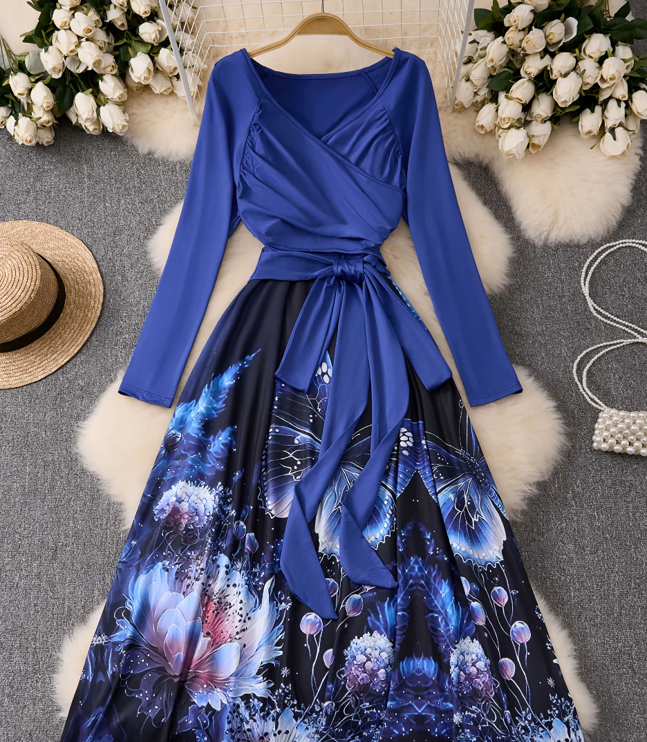 Plus-size Women's Long-sleeve Top and Belted Mid-length Dress 2-piece Set
Plus-size Women's Long-sleeve Top and Belted Mid-length Dress 2-piece Set