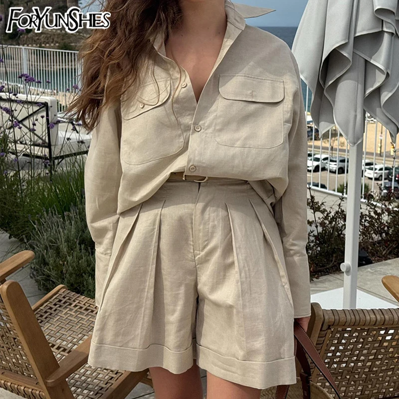 Two Piece Set Women Tracksuits Turn Down Collar Single Breasted Long Sleeve Shirt+High Waist Casual Shorts Outfits 2025 Summer
Two Piece Set Women Tracksuits Turn Down Collar Single Breasted Long Sleeve Shirt+High Waist Casual Shorts Outfits 2025 Summer