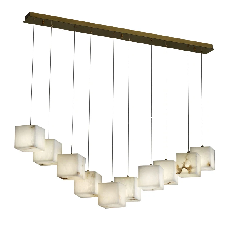 Chandelier Lights with Cube Marble Lampshades Luxury Light Fixture over Dining Table Long Alabaster Chandeliers Lustres Salon
Chandelier Lights with Cube Marble Lampshades Luxury Light Fixture over Dining Table Long Alabaster Chandeliers Lustres Salon