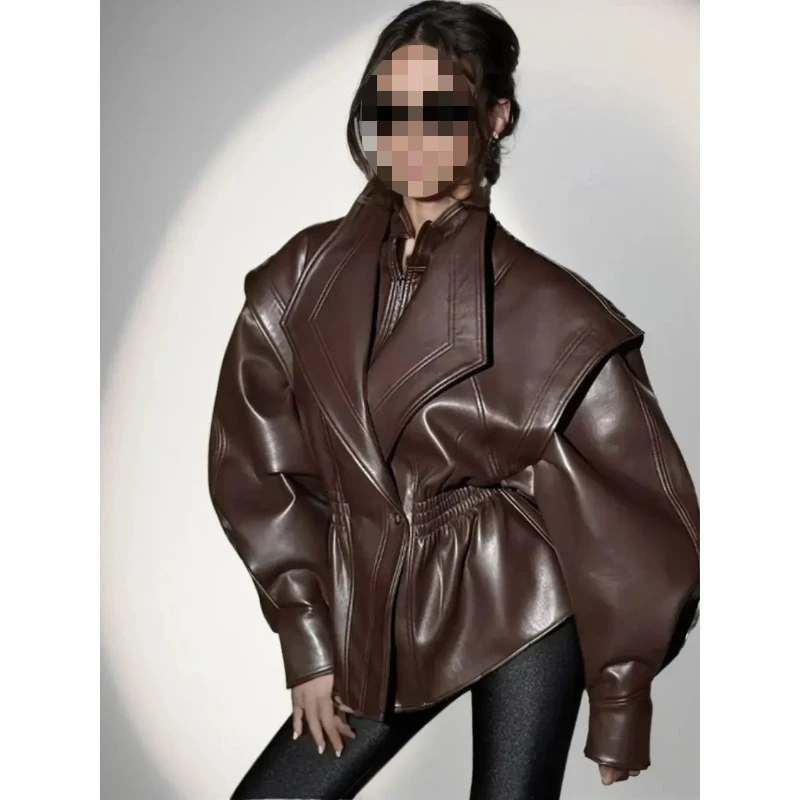 Retro fashion old imitation leather washed leather jacket, fake two women's coats
Retro fashion old imitation leather washed leather jacket, fake two women's coats